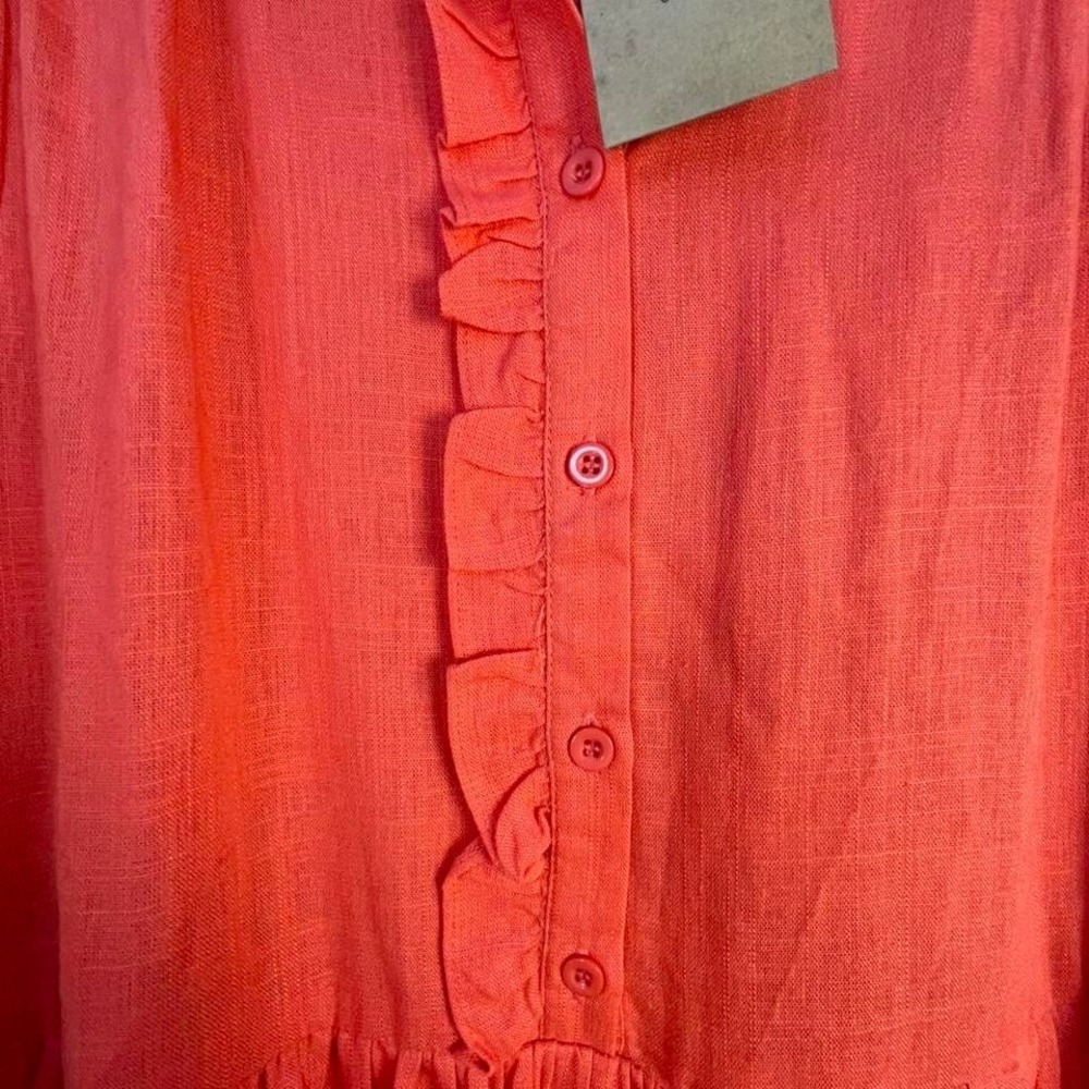 UMGEE USA Coral bubble linen dress with drop waist and lining. Small. NWT - Picture 4 of 6